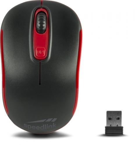Kabellose Maus in Schwarz und Rot mit USB-Dongle
