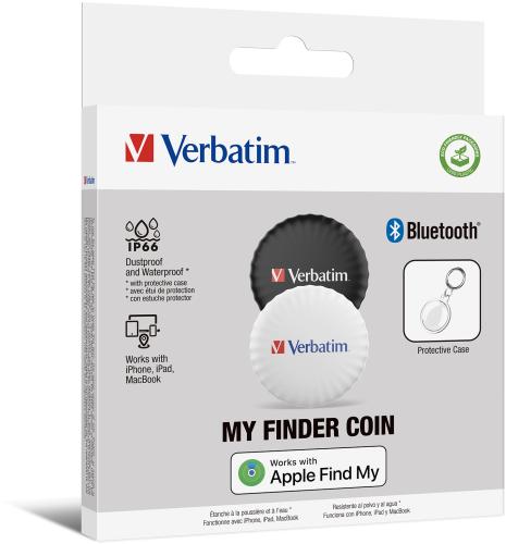 VERBATIM MYFC-02BW My Finder Coin Bluetooth Item Finder, 2er Pack, Black / White