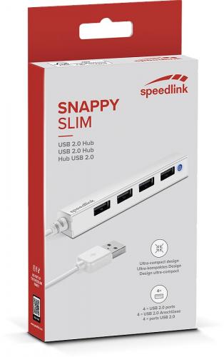 Produktverpackung des Speedlink Snappy Slim USB 2.0 Hubs mit vier Anschlüssen im schlanken Design