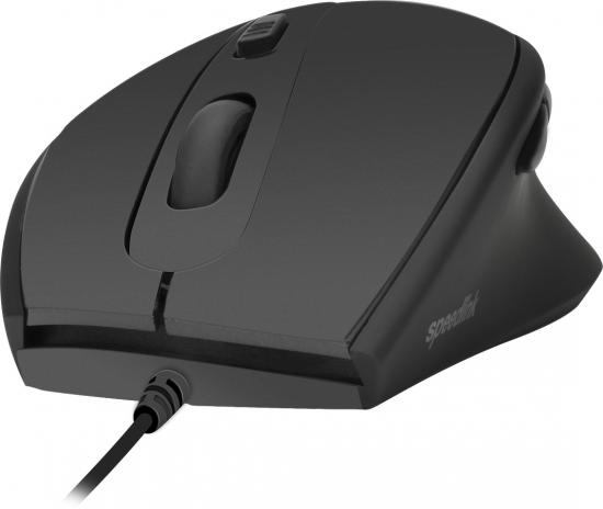 Schwarze kabelgebundene Computermaus mit ergonomischem Design