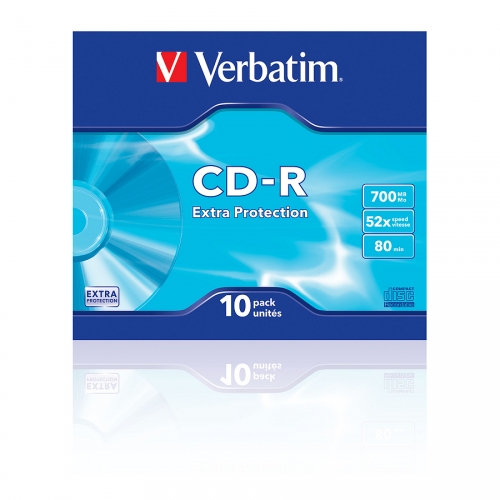 Packung Verbatim CD-R 700MB, 52x Geschwindigkeit, 10 Stück, extra Schutz