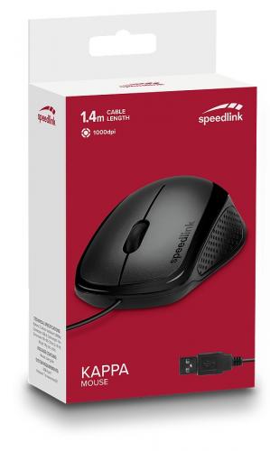 Verpackung der Speedlink Kappa Maus mit 1,4 m Kabel und 1000 DPI Auflösung
