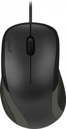 Schwarze ergonomische kabelgebundene Computermaus mit zwei Tasten und Scrollrad