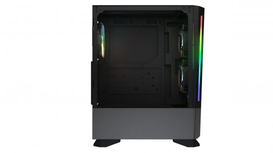 Offenes PC-Gehäuse mit RGB-Beleuchtung an den Seiten