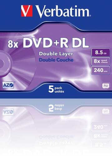 Verbatim 8x DVD+R DL Double Layer 8.5 GB, 5er Pack, 240 Minuten Aufnahmezeit