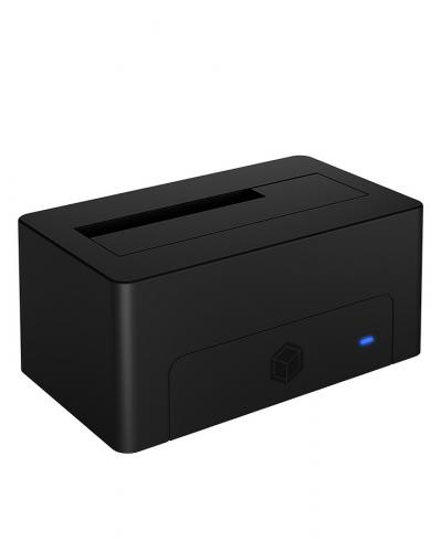 Schwarze externe Festplatten-Dockingstation mit USB-Anschluss und LED-Anzeige für 2,5- und 3,5-Zoll-Laufwerke