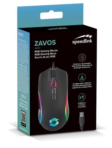 Verpackung der Speedlink ZAVOS RGB Gaming-Maus mit beleuchteter Gaming-Maus und Software-Features