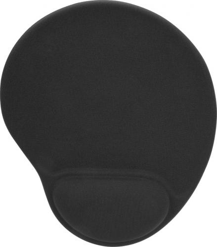 Schwarzes ergonomisches Mauspad mit integrierter Handgelenkauflage zur Unterstützung und Komfort beim Arbeiten am Computer