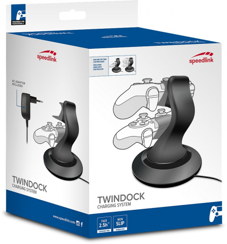 SPEEDLINK TWINDOCK Charging System with A/C Adapter - for PS4, black