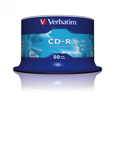 Verbatim CD-R 50er Pack Spindel mit 700MB Speicherkapazität und 52-facher Schreibgeschwindigkeit, ideal für Datenarchivierung.