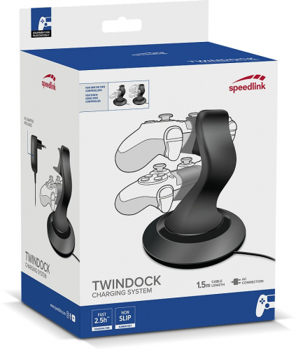 SPEEDLINK TWINDOCK Charging System with A/C Adapter - for PS4, black