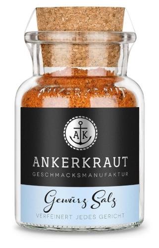 Ein Glas Ankerkraut Gewürzsalz mit Korken