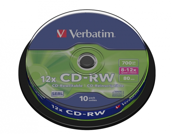 Verbatim 12x CD-RW Discs mit 700 MB Kapazität und 80 Minuten Spielzeit, 10er Pack