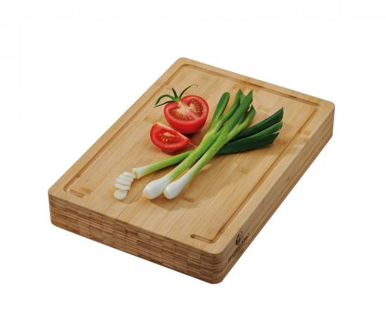 CHEF CUISINE Bambus Schneidbrett XXL Silikonfüße & Saftrinne 40 x 28 x 7cm