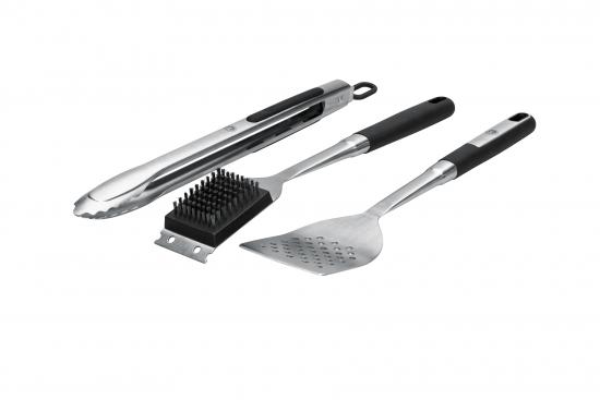 CHEF CUISINE BBQ 3er Set Wender / Zange / Bürste Edelstahl