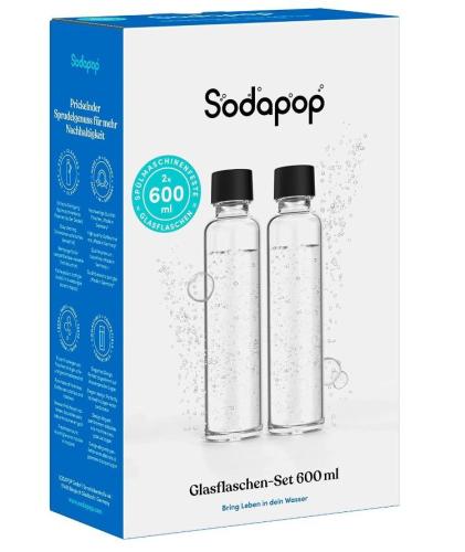 Verpackung des Sodapop Glasflaschen-Sets mit zwei 600 ml Flaschen