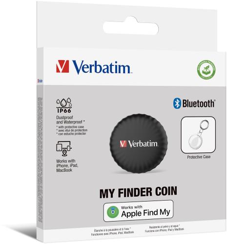 VERBATIM MYFC-01B My Finder Coin Bluetooth Item Finder, 1er Pack, black