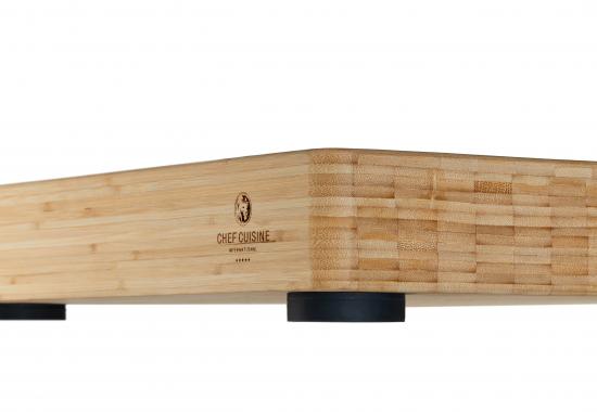 CHEF CUISINE Bambus Schneidbrett XXL Silikonfüße & Saftrinne 40 x 28 x 7cm