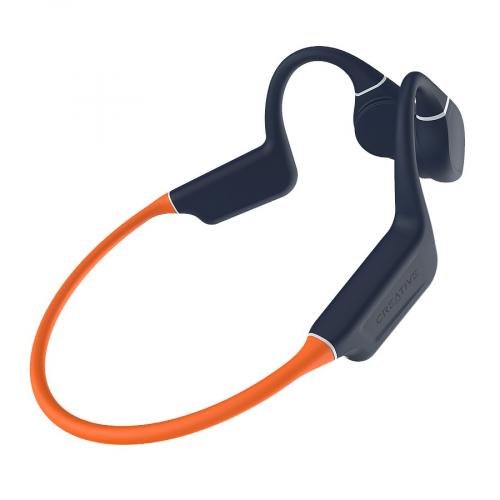 Kabellose Knochenleitungs-Kopfhörer in Schwarz und Orange, ergonomisches Design