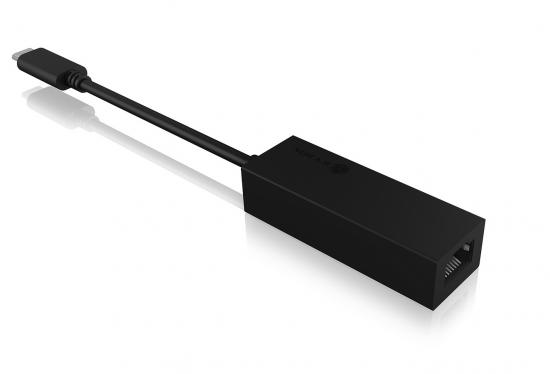 Schwarzer USB-C auf Ethernet Adapter für kabelgebundene Internetverbindung