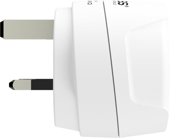 Weißer Reisestecker Adapter Typ G für britische Steckdosenansprüche