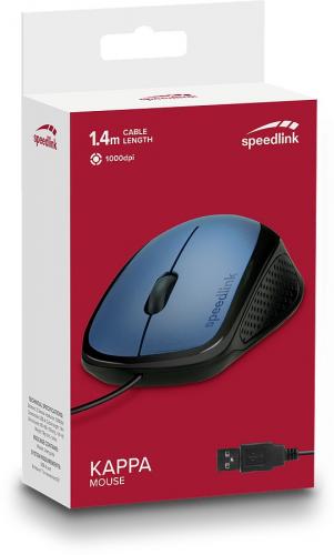 Speedlink Kappa Maus in blau mit 1,4 m langem Kabel und 1000 dpi in der Verpackung