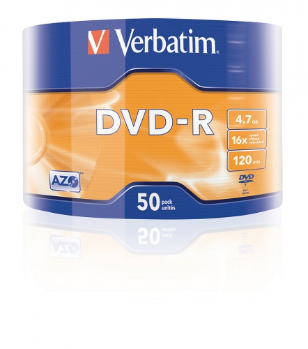 Verbatim DVD-R Spindel mit 50 Discs, 4.7GB Speicher, 16-fache Brenngeschwindigkeit, 120 Minuten Laufzeit