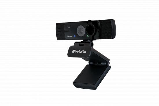 Schwarze HD-Webcam mit integriertem Mikrofon und Autofokus, montiert auf einem verstellbaren Standfuß