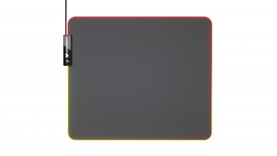 Schwarzes Gaming-Mauspad mit RGB-Beleuchtung und USB-Kabel