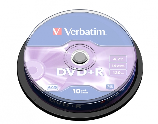 Verbatim DVD+R 4,7 GB, 16-fache Geschwindigkeit, 10er Pack auf Spindel