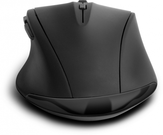 Ergonomische schwarze Computermaus mit seitlichen Tasten