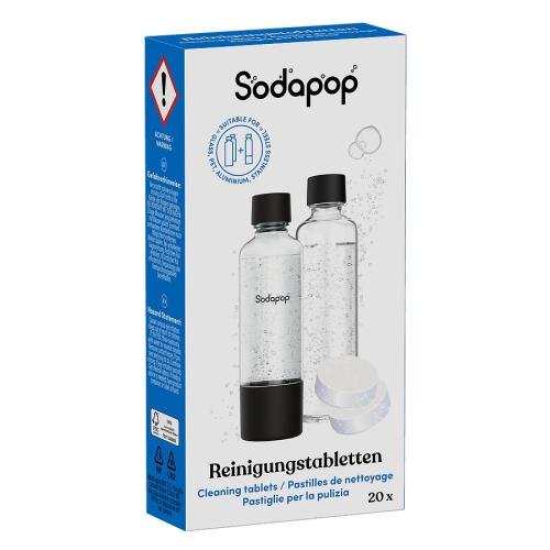 Verpackung von Sodapop Reinigungstabletten für Wassersprudler, 20 Tabletten