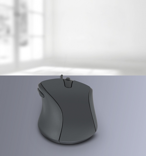 Moderne ergonomische kabellose Maus auf grauem Hintergrund