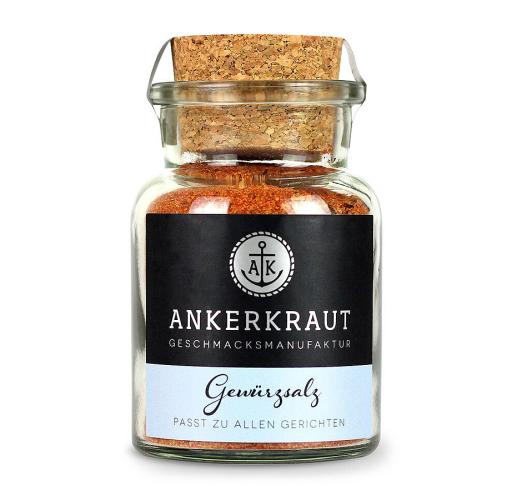 Glas Ankerkraut Gewürzsalz mit Korkverschluss, passend für viele Gerichte
