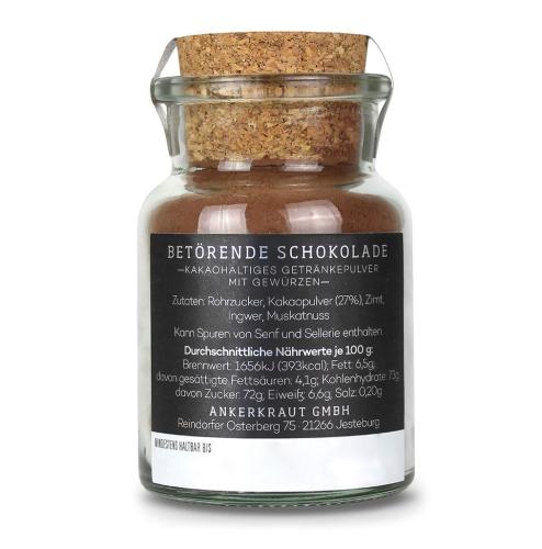 Ankerkraut Betörende Schokolade, Getränkepulver mit Gewürzen in einem Glas mit Korken, 130g
