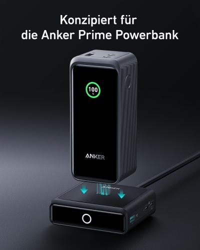 Anker Prime Powerbank Ladegerät in schwarzer Farbe mit digitaler Anzeige