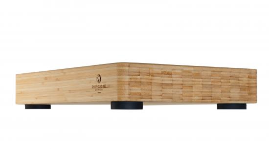 CHEF CUISINE Bambus Schneidbrett XXL Silikonfüße & Saftrinne 40 x 28 x 7cm