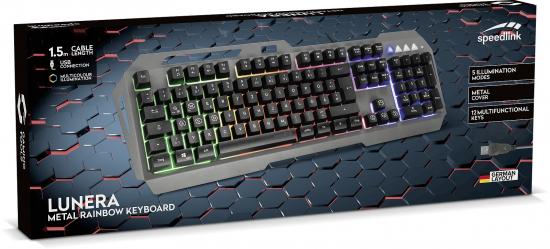 SPEEDLINK LUNERA Metal RGB Rainbow Gaming Keyboard, black - DE layout