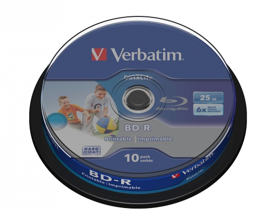 Verbatim BD-R Rohling 25GB, 10 Stück, bedruckbare Blu-ray-Discs