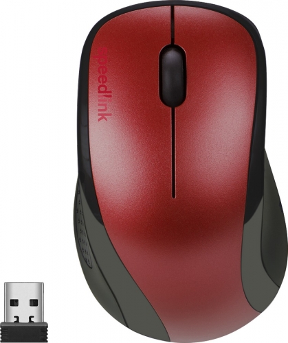 Rote kabellose Maus mit ergonomischem Design und USB-Dongle