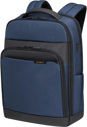 Blauer Laptop-Rucksack mit Fronttasche und gepolsterten Trägern
