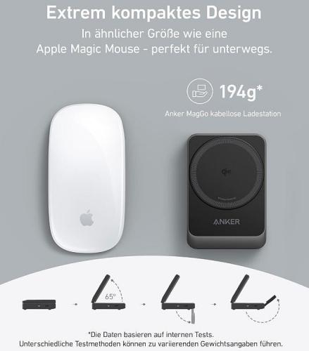 ANKER MagGo Wireless Charger, 15W, Foldable 3-in-1, black