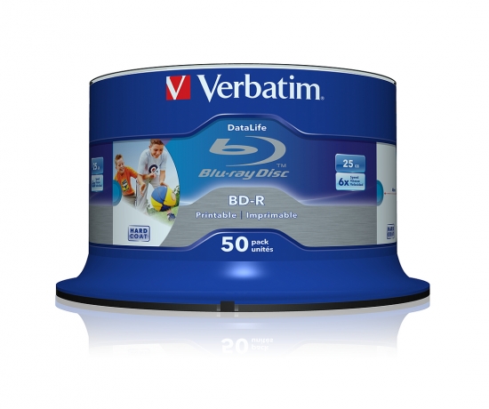 Verbatim Blu-ray Discs BD-R 50er Pack in einer blauen Spindelverpackung, 25GB Kapazität, 6-fache Schreibgeschwindigkeit