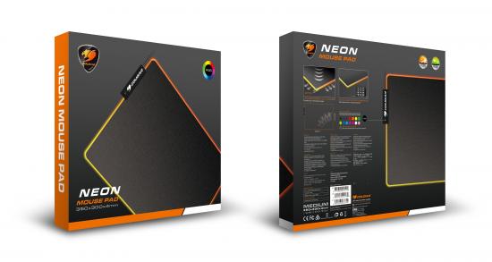 Verpackung des Neon Mousepads mit RGB-Lichteffekten