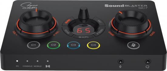 Creative Sound Blaster GC7, externe Gaming Soundkarte mit Drehknöpfen, Tasten und RGB-Beleuchtung