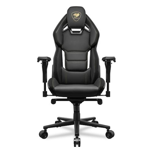 Schwarzer Gaming-Stuhl mit ergonomischem Design und verstellbaren Armlehnen