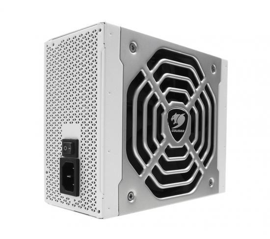 Weißes PC-Netzteil mit Lüfter und modernem Design für optimale Kühlung und Stromversorgung