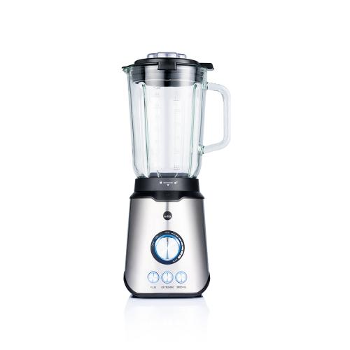 Moderner Edelstahlmixer mit robustem Glasbehälter und Bedienelementen