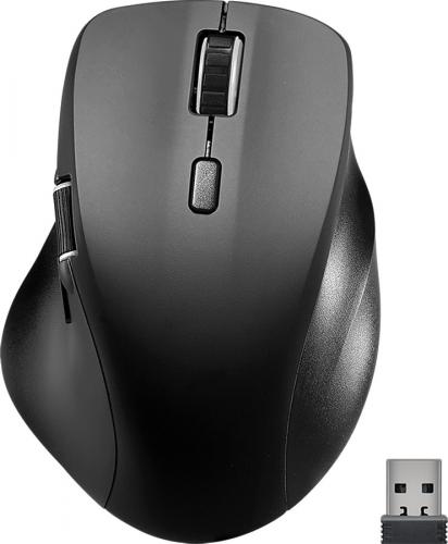 Schwarze ergonomische kabellose Maus mit USB-Empfänger für komfortables Arbeiten am Computer