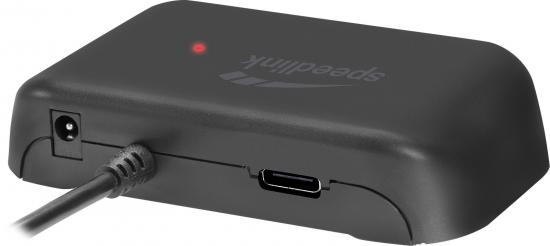 Externer Speedlink Adapter mit USB-Anschluss und roter LED auf schwarzem Gehäuse